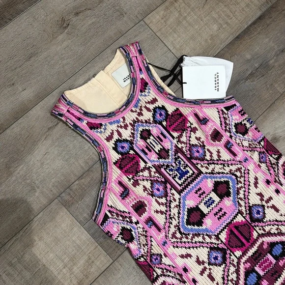 Isabel Marant Yasmine fringed embellished embroidered silk cotton mini dress - Picture 4 of 10